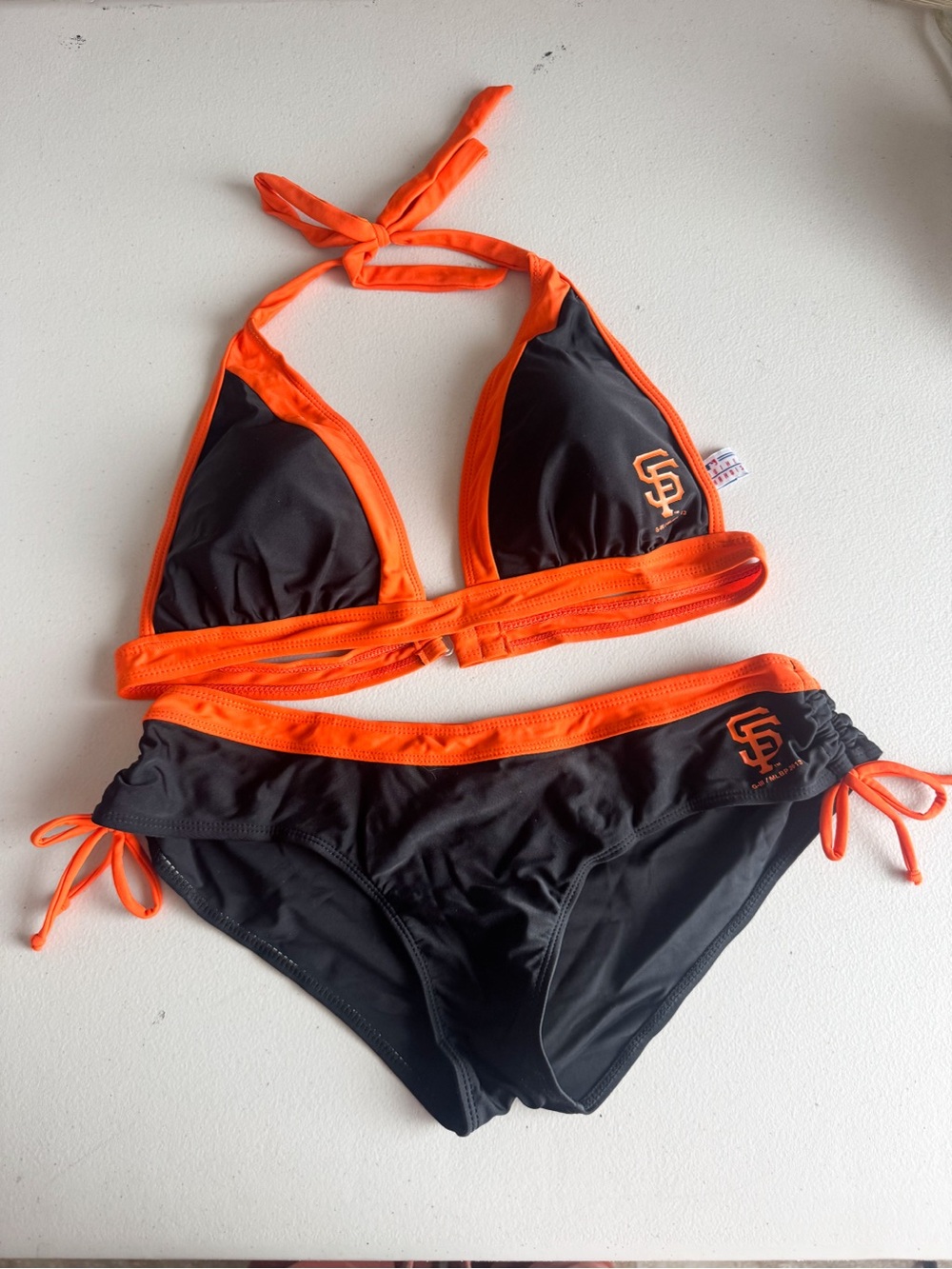 MLB San Francisco Giants Bikini Two Piece Swimsuit Black Orange